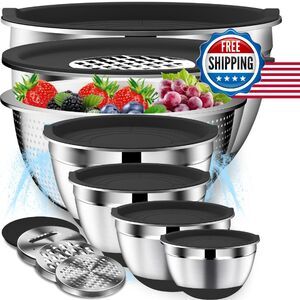 Mixing Bowls with Lids Set - 16pcs Stainless Steel Mixing Bowl Set with C
